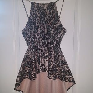Black and Nude lace top